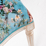 Стул из массива бука бирюзовый с изображением птиц и цветов Turquoise Beige Chinoiserie Birds Garden Chair варинант исполнения - 4 | Loft Concept в Барнауле