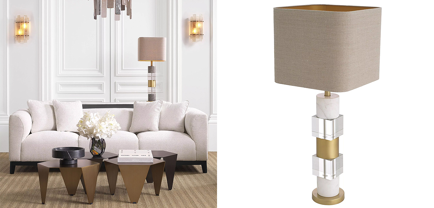 Настольная лампа Eichholtz Table Lamp Cullingham White Marble Настольная лампа Eichholtz Table Lamp Cullingham White Marble - Loft-Concept в Барнауле