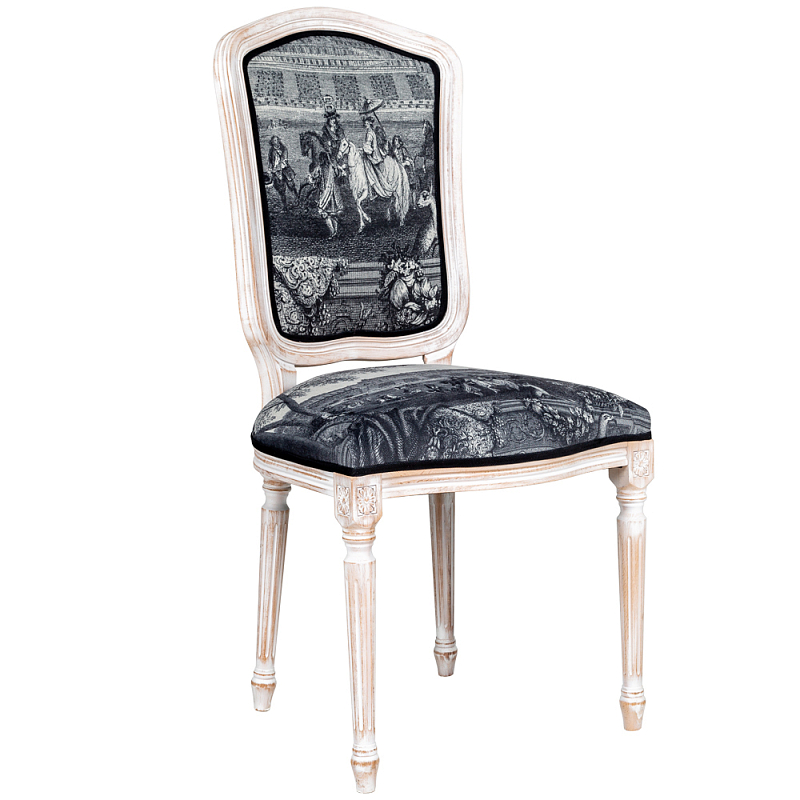 Стул  Saint Germain Stool Черно-белый Белый винтажная патина   в Барнауле | Loft Concept 