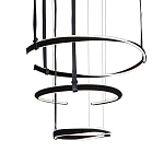 Люстра подвесная с 3-мя кольцами из кожаных ремней черного цвета Half Ring Horizontal  варинант исполнения - 1 | Loft Concept в Барнауле