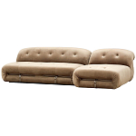 Дизайнерский угловой диван с велюровой светло-коричневой обивкой Fosse Sofa варинант исполнения - 2 | Loft Concept в Барнауле