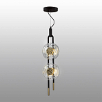 Подвесной светильник с 2-мя прозрачными стеклянными плафонами и золотистыми центральными вставками Virelia  варинант исполнения - 4 | Loft Concept в Барнауле