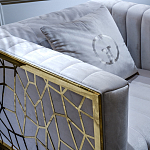 Кресло велюровое серое с фактурным каркасом золотистого цвета Best Traits варинант исполнения - 3 | Loft Concept в Барнауле