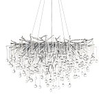 Люстра подвесная с прозрачными стеклянными подвесками в форме капель Диаметр 80 см Droplet Chandelier варинант исполнения - 1 | Loft Concept в Барнауле