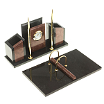 Настольный письменный набор из лемезита и змеевика с часами Royal Accessory варинант исполнения - 2 | Loft Concept в Барнауле