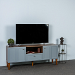 ТВ-тумба серая из массива бука с 2-мя дверками и ящиком Wenge Light варинант исполнения - 7 | Loft Concept в Барнауле