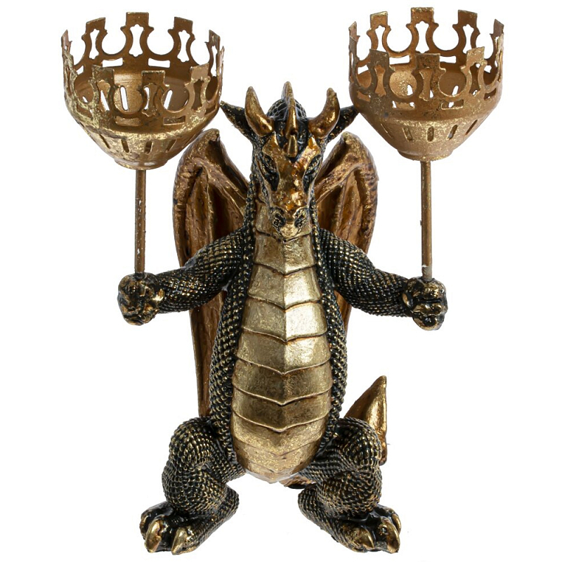 Подсвечник в виде дракона Dragon with Two Candlesticks Красный Золотой Черный Подсвечник в виде дракона Dragon with Two Candlesticks Красный Золотой Черный в Барнауле | Loft Concept