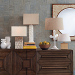 Настольная лампа с белым каркасом и тканевым абажуром Natural Stems варинант исполнения - 4 | Loft Concept в Барнауле