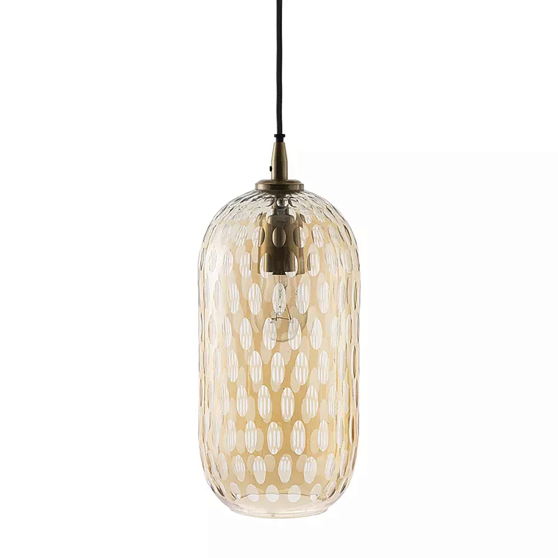 Подвесной светильник с плафоном из затемненного стекла с рельефным узором Glass lampshade with Relief Pattern Янтарный в Барнауле | Loft Concept 