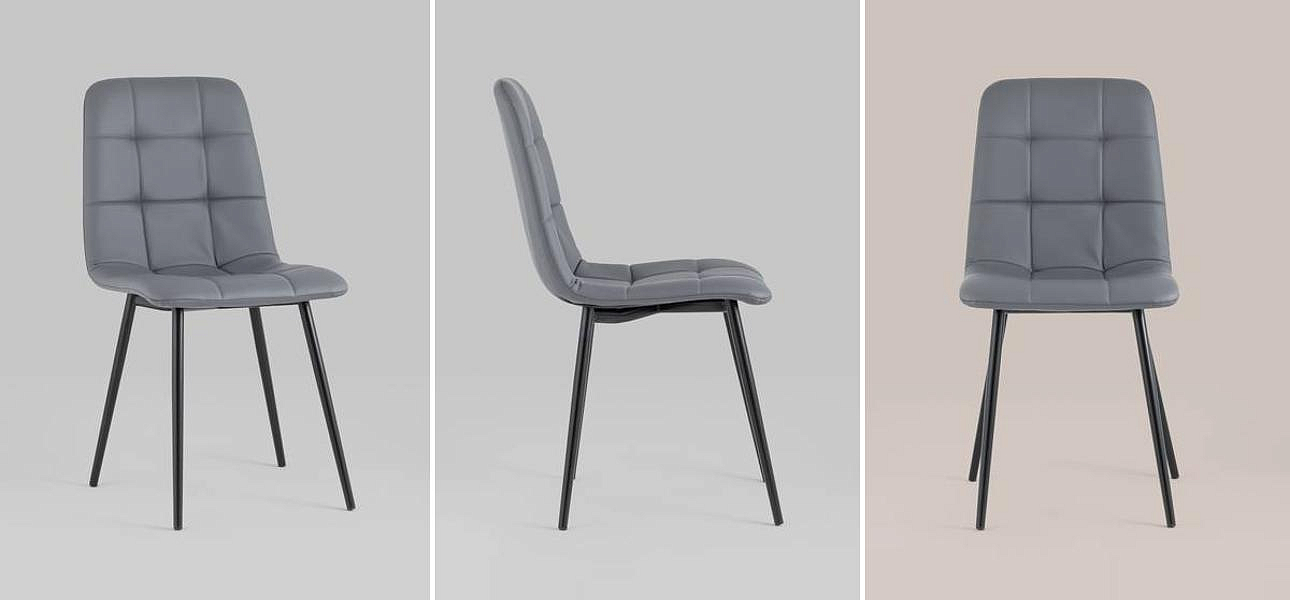 Стул NANCY S Chair Серая Экокожа Стул NANCY S Chair Серая Экокожа - Loft-Concept в Барнауле
