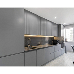 Прямой серый кухонный гарнитур с фрезерованным фасадом Idelle Kitchen Set варинант исполнения - 3 | Loft Concept в Барнауле