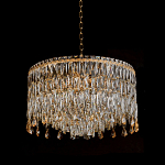 Люстра круглая с хрустальными подвесками на золотистом каркасе Roul Crystal Light варинант исполнения - 4 | Loft Concept в Барнауле