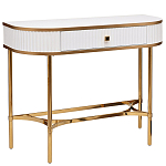 Консоль с ящиком белая с золотом Textured White Console with Gold варинант исполнения - 1 | Loft Concept в Барнауле