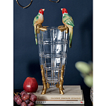 Ваза из прозрачного стекла с бронзовыми ножками и фигурками попугаев Eden Garden porcelain and bronze варинант исполнения - 1 | Loft Concept в Барнауле