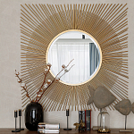 Зеркало-солнце круглое с золотыми лучам Sunrise варинант исполнения - 2 | Loft Concept в Барнауле