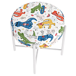 Пуф детский круглый с принтом на 4-х белых ножках Dinosaurs CHILDHOOD варинант исполнения - 3 | Loft Concept в Барнауле