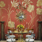 Обои с вышивкой ручной работы Deco Flowers Original colourway on wool sateen варинант исполнения - 1 | Loft Concept в Барнауле