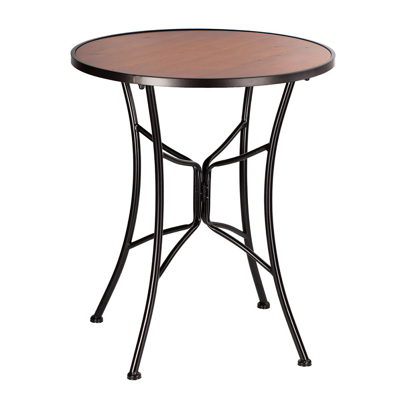 Столик приставной с круглой столешницей на металлическом черном основании Scenical Table Черный Коричневый в Барнауле | Loft Concept 