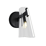 Бра конусообразной формы из прозрачного акрила и черной стали Glass Cylinder Black варинант исполнения - 1 | Loft Concept в Барнауле