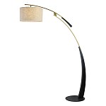 Торшер с изогнутой черной металлической ножкой и цилиндрическим абажуром из ткани Arched Metal Base  варинант исполнения - 1 | Loft Concept в Барнауле