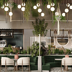 Люстра на штанге с 4-мя белыми шарообразными плафонами Bubble Chandelier варинант исполнения - 4 | Loft Concept в Барнауле