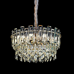 Круглая люстра с хрустальными подвесками на золотистом каркасе Gorgeous Crystal Light варинант исполнения - 1 | Loft Concept в Барнауле