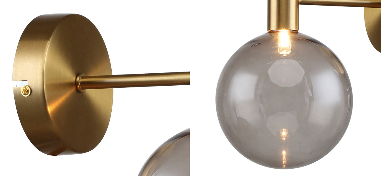 Бра с выдувным плафоном коньячного цвета Carmella Globe Brass Бра с выдувным плафоном коньячного цвета Carmella Globe Brass - Loft-Concept в Барнауле