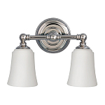 Бра для ванных комнат с 2-мя белыми плафонами в форме колокола на круглом основании цвета хром Feiss варинант исполнения - 1 | Loft Concept в Барнауле