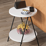 Стол приставной с 2-мя круглыми белыми столешницами ESSEL SIDE TABLE WHITE варинант исполнения - 9 | Loft Concept в Барнауле