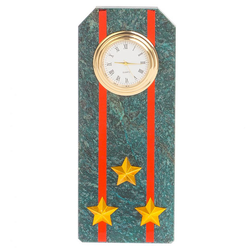 Часы погон ВС подарочные настольные из натурального камня Змеевик Military Clock Зеленый Красный Золотой Часы погон ВС подарочные настольные из натурального камня Змеевик Military Clock Зеленый Красный Золотой в Барнауле | Loft Concept