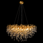 Люстра подвесная с прозрачными стеклянными подвесками в форме капель Диаметр 80 см Droplet Chandelier варинант исполнения - 13 | Loft Concept в Барнауле