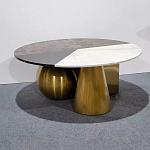 Дизайнерский журнальный стол с круглой столешницей на 3-х геометрических ножках Lehumod варинант исполнения - 1 | Loft Concept в Барнауле