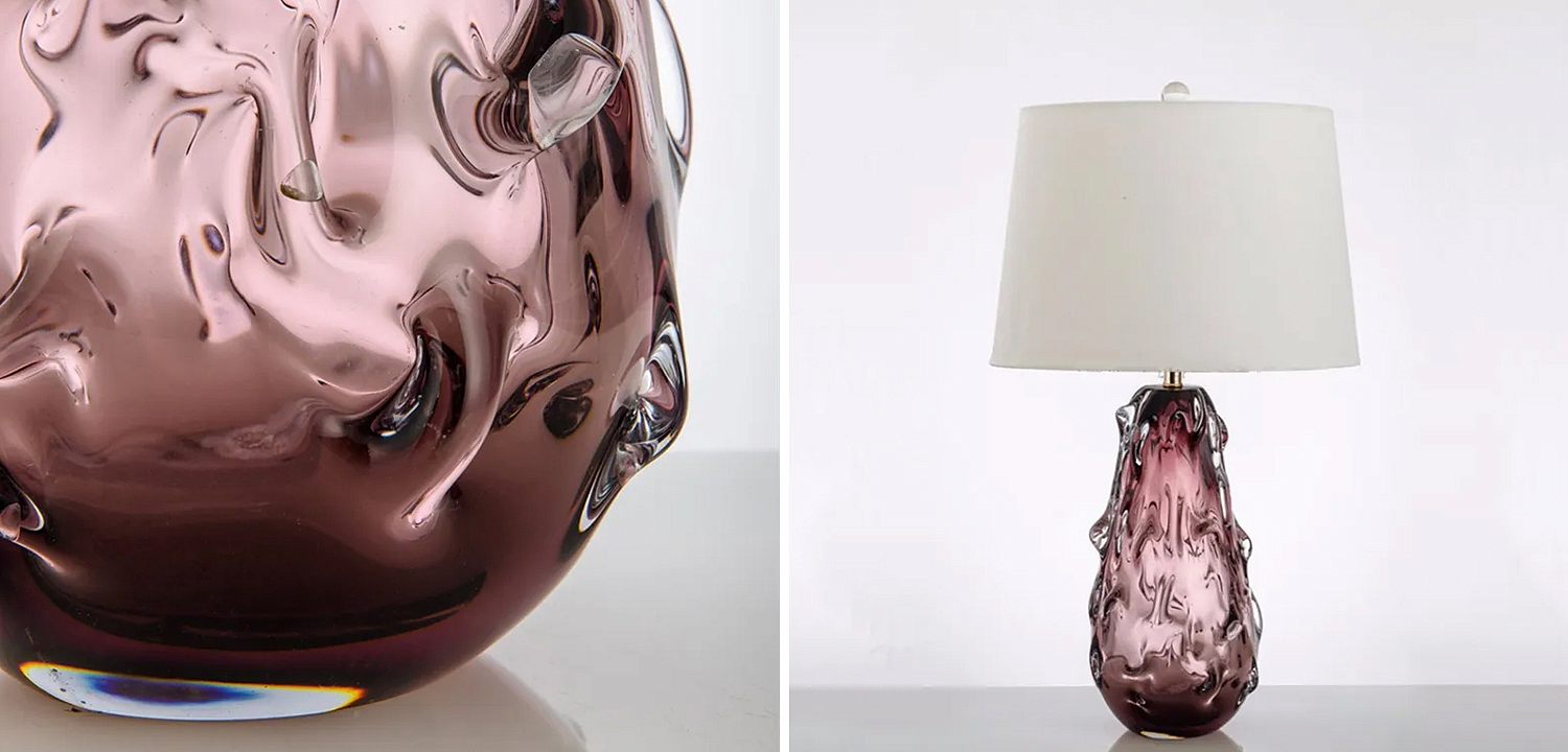 Настольная лампа с абажуром Bellamy Molten Glass Table Lamp Розовое стекло Настольная лампа с абажуром Bellamy Molten Glass Table Lamp Розовое стекло - Loft-Concept в Барнауле