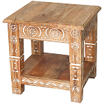 Кофейный стол из массива манго с резьбой Vallez Grey Mango Coffee Table варинант исполнения - 1 | Loft Concept в Барнауле