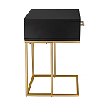 Приставной столик с резным узором на выдвижном ящике Black Table Carved Pattern варинант исполнения - 5 | Loft Concept в Барнауле