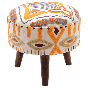 Пуф India Multicolor Ornament Wood Pouf