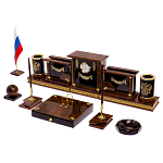 Настольный письменный набор с часами из природного камня обсидиана Royal Set варинант исполнения - 2 | Loft Concept в Барнауле