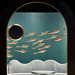 Обои с вышивкой ручной работы Deco Fish Original colourway варинант исполнения - 2 | Loft Concept в Барнауле