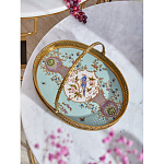 Блюдо овальное с ручкой и голубым фарфоровым дном с цветочным рисунком Blue Garden варинант исполнения - 2 | Loft Concept в Барнауле