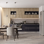 Прямая кухня с фасадом под дерево Maurice Kitchen Set варинант исполнения - 1 | Loft Concept в Барнауле