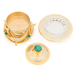 Икорница c декором "Три стерлядки" с гравировкой и натуральным камнем Малахит Decorative Cavair Dishes варинант исполнения - 2 | Loft Concept в Барнауле