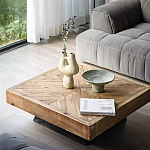 Дизайнерский журнальный стол квадратный с черным трапециевидным основанием Wokab варинант исполнения - 2 | Loft Concept в Барнауле