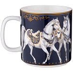 Кружка из фарфора синяя с изображением лошадей 400 мл Porcelain Horse Set варинант исполнения - 1 | Loft Concept в Барнауле
