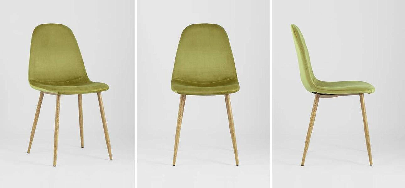 Стул Archie Chair Велюр Фисташковый цвет Деревянные ножки Стул Archie Chair Велюр Фисташковый цвет Деревянные ножки - Loft-Concept в Барнауле