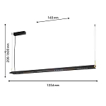 Подвесной светильник линейный вытянутой формы с черным матовым корпусом и золотистыми акцентами Line Pendant варинант исполнения - 1 | Loft Concept в Барнауле