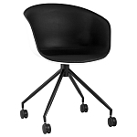 Офисное кресло из пластика с мягким сиденьем Eggshell Black варинант исполнения - 1 | Loft Concept в Барнауле