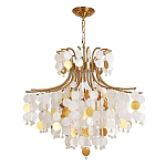 Люстра подвесная с белыми и золотыми круглыми подвесками Диаметр 70 см SHELL Chandelier варинант исполнения - 1 | Loft Concept в Барнауле