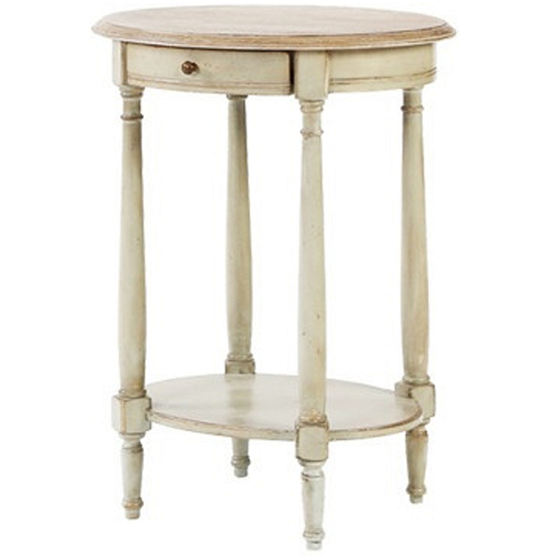 Круглый кофейный стол с ящиком Emilien Montmartre Provence Coffee Table Слоновая кость Светлый дуб Круглый кофейный стол с ящиком Emilien Montmartre Provence Coffee Table Слоновая кость Светлый дуб в Барнауле | Loft Concept