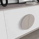 Комод бежево-белый с 4-мя дверцами c декором в виде бежевого круглого элемента на фасаде GORA CONSOLE 180CM LIGHT MOCHA варинант исполнения - 4 | Loft Concept в Барнауле