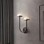 Бра с 2-мя мраморными плафонами на черном корпусе Light Warm Light варинант исполнения - 2 | Loft Concept в Барнауле